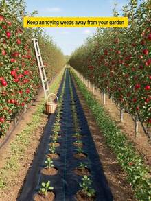 1 bucată de material textil țesut rezistent, conceput pentru grădinărit și amenajarea peisagistică. 300 cm * 100 cm este materialul ideal pentru acoperirea solului pentru straturi de flori, grădini de legume, straturi de plante înălțate, alei, terase și zone cu gazon. Suprimă eficient buruienile și promovează un sol sănătos: Materialul textil negru blochează perfect lumina soarelui pentru a inhiba complet creșterea.