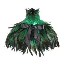Women Feather Cape, Colorful Gothic Cape Feather Shawl Costume For Halloween Cosplay Party - màu xanh lá - Xem 1