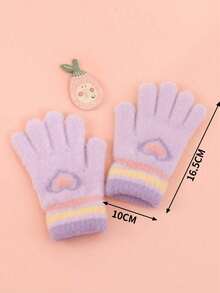 زوج/زوجان من قفازات محبوكة دافئة للأطفال، قفازات مخططة بنقشة القلب مع تشطيب مخمل، قفازات شتوية دافئة للبنات لحماية من البرد، مناسبة للارتداء اليومي، هدية مثالية لعيد الميلاد - متعدد الألوان - مشاهدة 6