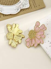 2Pcs/Set Hand-Painted Enamel Oil-Drip Gold Earrings, Suitable For Daily Wear, Birthday, Mother's Day, Surprise Gift For Girlfriend Or Daughter