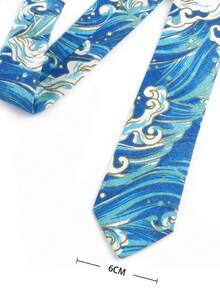 3 piezas Corbata de ola azul para hombre, combo de corbata de ola roja, de moda y de alta gama