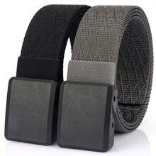 حزام نايلون كاجوال بنمط مربعات معينة، إكسسوار متعدد الاستخدامات لبنطلونات الجينز والرياضة الخارجية للرجال قطعة واحدة