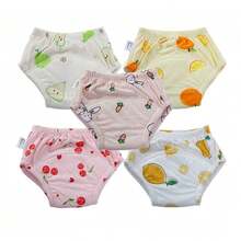 5 件婴儿如厕训练裤，可洗轻便夏季如厕学习内衣，男女通用布尿布，透气柔软舒适，适用于如厕训练，婴儿必备用品