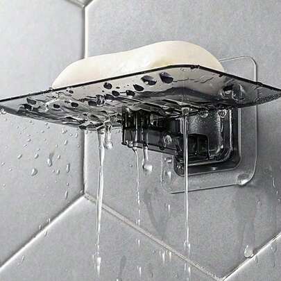 5pcs/4pcs/3pcs/2pcs/1pc Clear Adhesive Wall Mounted Soap Dish No Drilling Plastic Soap Holder For Bathroom