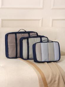 3 pezzi Set di borse da viaggio portatili - Organizza facilmente i tuoi vestiti, scarpe e biancheria intima - Perfetto per il bagaglio e l'imballaggio della valigia, borse da viaggio portatili con grafica slogan, con borse per scarpe, articoli da toeletta e biancheria, forniture scolastiche