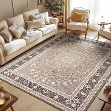 Washable Area Rug 5x7 - Soft Faux-Wool Area Rug Living Room Bedroom, Boho Vintage Floral Medallion Non-Slip Low Pile, Pet Friendly, Blue White - 棕色白色 - 查看 7