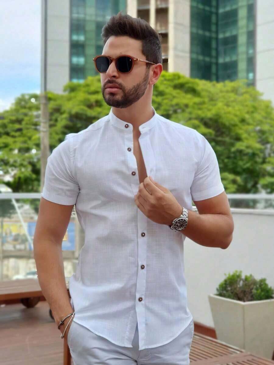 Men's Priest Collar Shirt - trắng - Xem 1