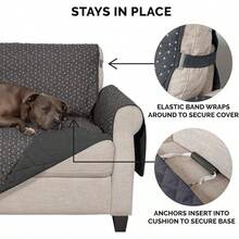 Funda de sofá Furhaven resistente al agua, reversible, con estampado de patas de polka, protector de muebles - Marrón galleta, sofá - Gris pata de lunares - Ver 8