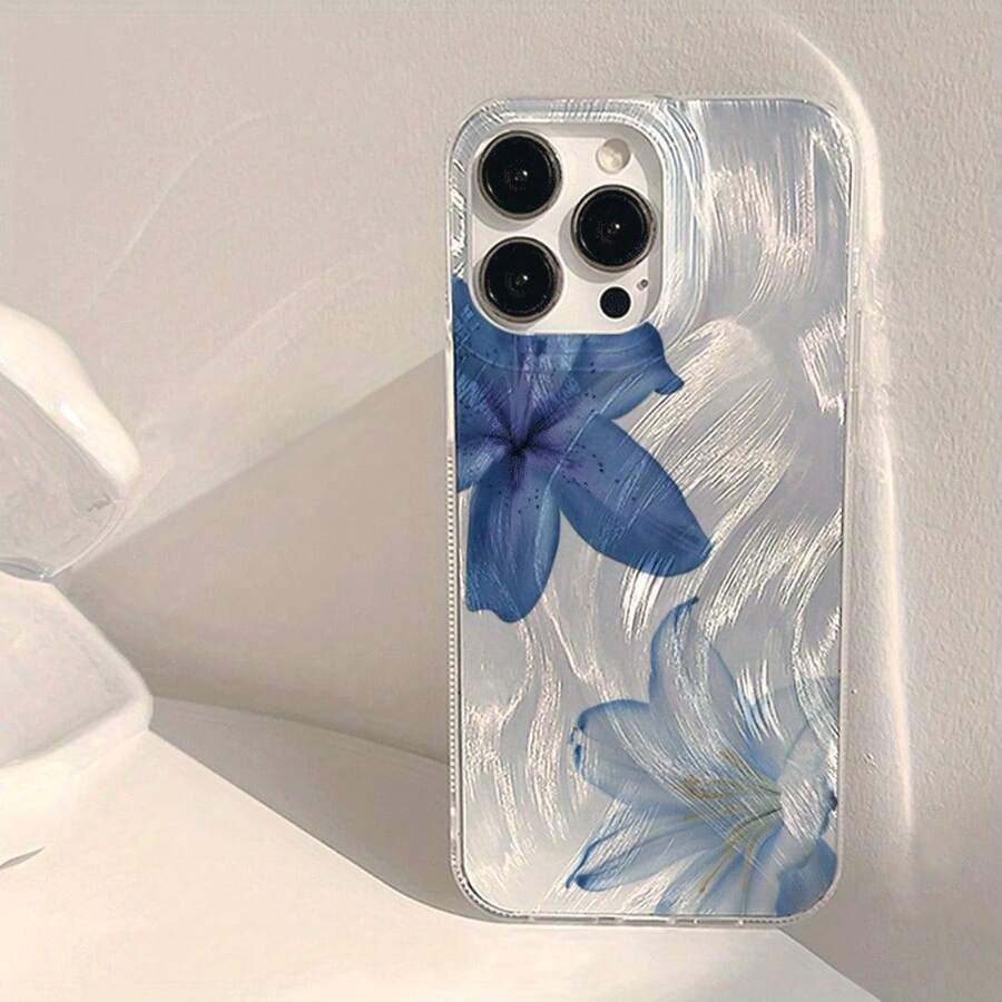 Double Lily TPU Phone Case | Anti-Drop Protective Phone Case | For IPhone 7/X/XS/11 Series And IPhone 12/13/14/15 Models, Scratch-Resistant Transparent Case, Designer Phone Case, Plush Phone Case, Shiny Phone Case, Cute IPhone Case, Wear-Resistant Case, Flash Design, Floral Pattern, High-Quality Material, Durable Phone Case, Fashion Accessories, Decorative Phone Case, Protective Case Buyer,  Follower - 白色 - 查看 1