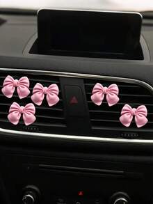 3/4/6pcs Pink Bow Car Interior Cute Car Interior Accessories ,Car Air Conditioning Vent Decorative Clip, Bow Car Air Vent Decorative Clip,Cute Air Freshener Holder For Car AC Vents, Fashionable Car Interior Accessories For Women,Girly Dashboard Decor