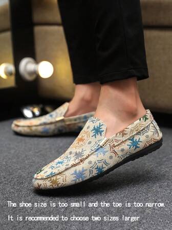 男士乐福鞋新款便士鞋休闲一脚蹬船鞋懒人鞋皮革软底帆布平底鞋黑色正装鞋（尺码偏小且窄，请订购大 2 个尺码）