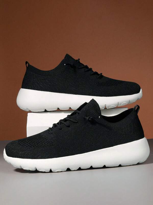 أحذية رياضية كاجوال للرجال، من نسيج مضفر قابل للربط، مقاومة للروائح الكريهة، خفيفة الوزن، قابلة للتنفس، بطراز الحرم الجامعي، متعددة الاستخدامات، ماصة للصدمات، مريحة من نسيج شبكي