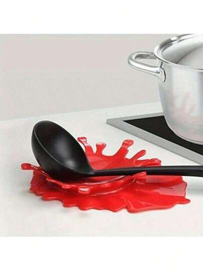 Repose-cuillère design éclaboussure créatif d'Halloween - Support durable en plastique pour ustensiles de cuisine, organisateur de comptoir style ketchup sans électricité, accessoire de décoration maison thème Jour des Morts, forme d'éclaboussure