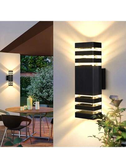 CANMEIJIA 1pc E27 Wand Lamp, LED Light, Outdoor Waterproof IP65, Indoor Base, Includes Warm Wit Bulb, Can Other Bulbs As Needed, Applicable Outdoor, Patio, Garage, Entrance, Garden, Yard, Round Square view 2