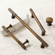 2 Pieces Of Vintage Bronze-Zinc Alloy Cabinet Handles, Antique Striped Decoration, Suitable For Bedroom, Kitchen, Cabinet And Drawer Door Handles, Furniture Hardware Accessories