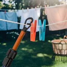 2 X Telescopic Clothes Lines Prop Extending Washing Metal Pole Extendable Garden - 1 - View 2