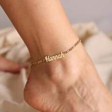 Tobillera personalizada de acero inoxidable con nombre, tobillera de letras inglesas DIY, collar de acero inoxidable con nombre de pareja personalizado, regalo de moda para el Día de San Valentín, regalo ideal para parejas, amigos, familia, Día de la Madre y otras ocasiones, oro, plata, moda, otoño, encogible, simple, casual, moneda vintage personalizada, personalizada, regalo único ideal para novia, mamá, familia, amigos, hija para aniversario, Día de San Valentín, Día de la Madre, cumpleaños, graduación, uso diario, boda, baile de graduación