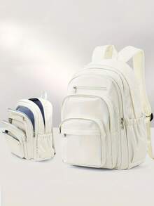 1 pezzo Zaino minimalista tinta unita, design con chiusura a cerniera e tasche multiple, adatto per scuola, lavoro, viaggio, sport, pendolarismo, uso quotidiano, grande capacità e pieghevole, ottimo regalo