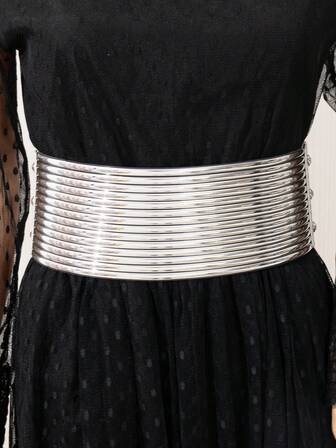 1 件夸张皮革弹力链 CCB 宽腰带，欧美、非洲、法国、韩国、波西米亚、度假、派对、婚礼、复古时尚