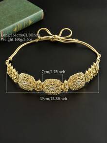 1pc Moroccan Bride Waist Chain, Vintage Zinc Alloy Palace Style Printed Bridal Jewelry Waist Belt, Essential Accessory For All Seasons