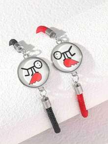 2pcs Glow-In-The-Dark Couple Bracelets, Handmade Braided Sun & Moon Design Bracelets, Lovers' Time Gemstone Braided Bracelet, Suitable As Birthday, Holiday, Valentine's Day Gift For Girlfriend, Boyfriend, Friends - Multicolor - View 10