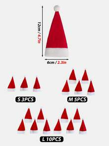 3PCS/5PCS/10pcs Mini Santa Hats For Christmas Tableware & Wine Bottle Decorations - Festive Red & White Holiday Party Accessories With Pom-Poms, Christmas Accessories, Perfect For Winter, New Year