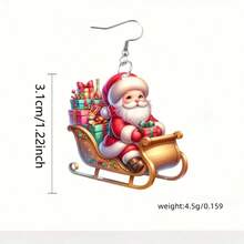 925 Plata 2D Hoja plana, 1 par de elegantes y brillantes pendientes colgantes de Papá Noel, pendientes colgantes personalizados para joyería de mujer, pendientes colgantes de diseño de otoño, ganchos de acero inoxidable, perfectos para el Día de Acción de Gracias