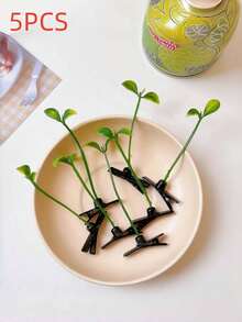 5/30pcs Bean Sprout Hair Clips, A Type Of Hair Clip Used To Fix Bean Sprouts Or Tender Plant Shoots. Suitable For Creating Interesting Hairstyles. Hair Clips With Cute Grass Pattern, Suitable As Hair Accessories For Women. Suitable For Students, Office Workers, And Both Men And Women. Green Plant Hair Clips. Ideal Choice For Christmas Gifts, New Year Parties, Birthday Parties, And Classroom Activities. (Universal Fit) It Includes Two Hair Clips, Claw Clips, Hair Claws, Hair Slides, Hair Clips.