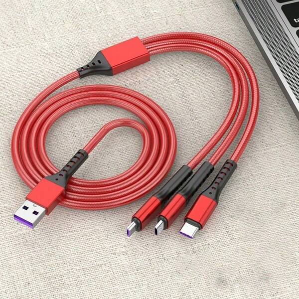 Cable de carga rápida 3 en 1 de 5A 66W MFi USB Tipo-C, cable de datos de carga de 3 en 1 Micro USB Tipo C para iPhone 14