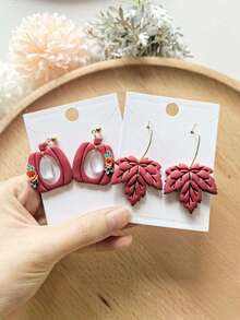 Autumn Fox, Pumpkin, Maple Leaf, Mushroom Soft Clay Molds, High Precision Cutting Molds For DIY Creative Decorations Like Earrings, Brooches, Pendants, Keychains, Handmade Polymer Clay Earring & Pendant Making Kit, Holiday Gift