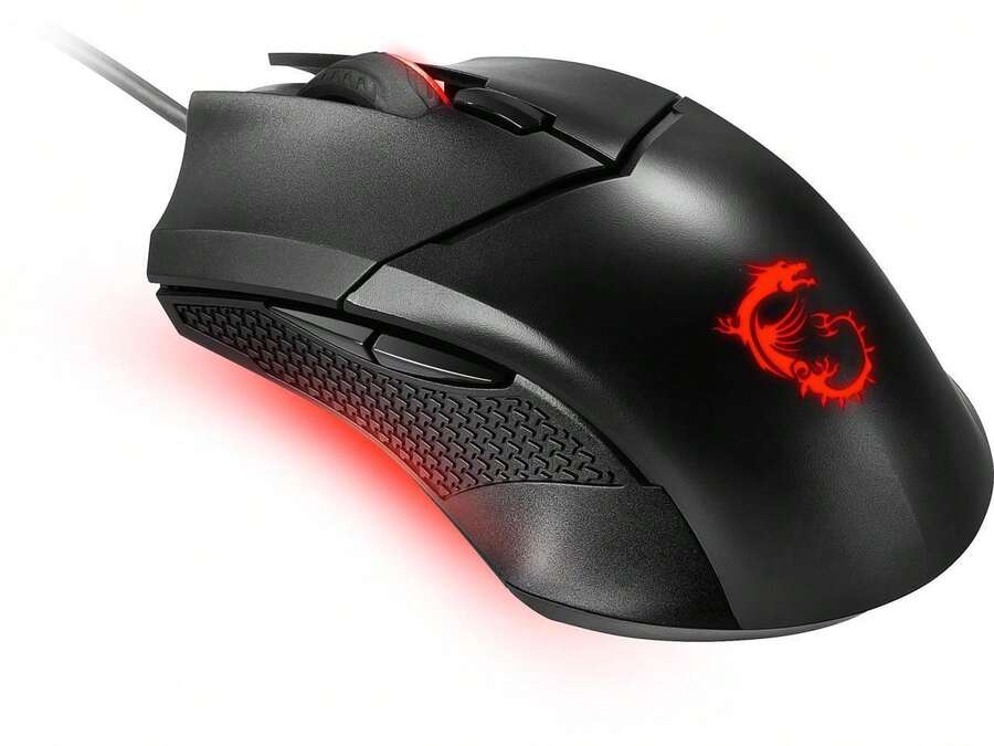 MSI Clutch GM08 Gaming Mouse, 4200 DPI, Optical Sensor, 3 Adjustable Weights, Red LED Lighting, Symmetrical Design - màu đen - Xem 1
