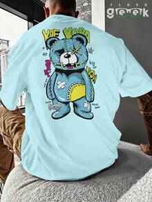 Shirt Oversized Streetwear Printed Angel Bear T-Shirt REF 7017 FLUXOGEEK - 淺藍色 - 查看 5