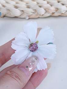 10 Stück künstliche Blumen Haarclips DIY Material (Clips nicht enthalten), geeignet für Mädchen, kann man mehrfarbige Blumen Haarclips selbst basteln, süß & elegant Pferdeschwanz Clips, geeignet für Strand, Geburtstag, Hochzeit, Kinder & Baby Haarzubehör (Zufallsfarbe)