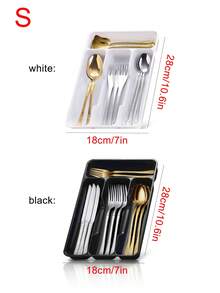 1pc Silverware Storage Box With Cutlery Icon, Kitchen Drawer Silverware Tray, Plastic Cutlery Silverware Kitchen Drawer Organizer Box, Kitchen Essential, Japanese Style Kitchen Cabinet Organizer Box With Divided Compartments For Chopsticks, Knives And Forks, Plastic Divider Organizer - Multicolor - View 4