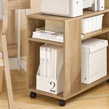 SoBuy FBT34-W, Side Table End Table Coffee Table Lamp Table With Storage Shelves, 2 Tiers Bookcase On Wheels - Brown - View 9