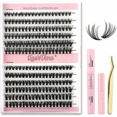 Kit De Extensión De Pestañas DIY Todo En 1, Mezcla 30D 40D Con Unión Y Sellado De Pestañas De Sujeción Fuerte, herramienta para quitar pestañas, Pinzas De Pestañas En Racimo