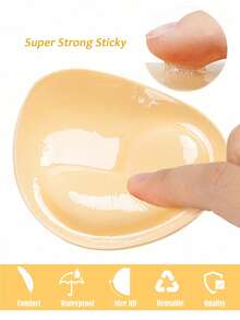 2 Pairs Double-Sided Sticky Bra Inserts,Snowy Sticky Bra Inserts,Sticky Bra Push Up, Self Adhesive Pads Ultra Instant Lift Bra, Push Up Bikini Pads For Sports Bra Swimsuit. - 彩色 - 查看 6