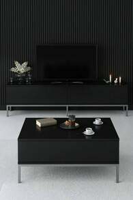 Dmora Espero - Mobile Porta tv, 30x180x47h cm Nero, Modulabile