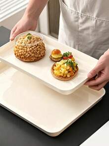1 件奢华 INS 高端家用厨房餐具托盘，咖啡茶盘水果蘸酱盘餐盘长方形塑料零食托盘适用于客厅咖啡桌杯架 - 乳白色 - 查看 7