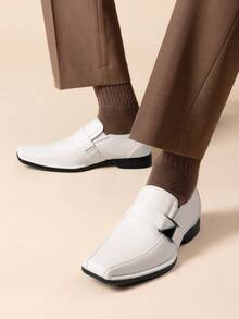 Men's Lined Dress Loafers Formal Shoes Men Dress Loafer Shoe Slip On Moccasins Daily Comfort Leather - 白色 - 查看 7