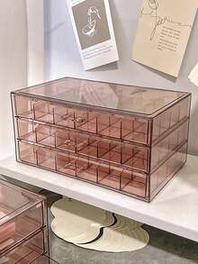 1pc Transparent 5-Layer 120-Grid Jewelry Storage Box For Women's Daily Earrings, Rings, Necklaces, Bracelets. Drawer Style 5-Layer 120-Grid Detachable Large Capacity Nail Drill & Nail Decoration Organizer - Clear - View 8