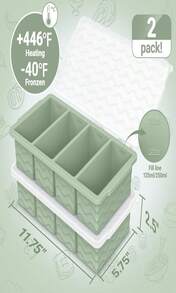 Silicone Freezer Molds For Soup With Lid – 1-Cup Soup Container Style Ice Cube Trays For Freezer, Meal Prep &Amp; Food Storage, Freeze 250mL_125mL Portions – 2 Pack - MàuE - Xem 2