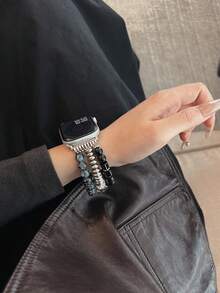 Bohemianischer Stil Perlen Achat & Türkis Quaste verstellbares Armband/Uhrenarmband, Bedeutung Glücksbringer, geeignet für Herren und Damen. Kompatibel mit Apple Watch Series 10/Ultra/9/8/7/6/5/4/3/2/1, passend für 49mm/46mm/45mm/44mm/42mm/41mm/40mm/38mm