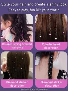 Electric Hair Braider Toy For Kids, DIY Automatic Braiding Machine Playset For Girls, 2-Strand Braid Maker, Decorative Rhinestone Accessory, Creative Braiding Toy, Easy To Use Pretend Play Toy, Gift For Girls - Multicolor - View 8