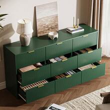 BVFUKA 9 Drawer Dresser Fluted Modern Wide Chest Gold Handles Storage Cabinet For Bedroom Living Room Entryway - 綠色 - 查看 4