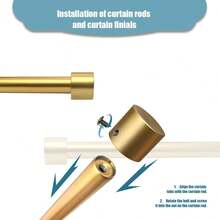 1支装加厚金色窗帘杆，适用于80至200厘米的窗户，直径3/4英寸，现代设计，适用于卧室、客厅、阳台、厨房，可调节长度，拼接式金属加长窗帘杆 - 金色 - 查看 3