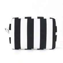 1 pieza Bolsa de maquillaje de lona a rayas con asa superior, organizador de artículos de tocador de viaje para mujeres - Neceser de cosméticos minimalista para usar en el baño o la maleta - Multicolor - Ver 10