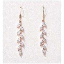 SWEETV Marquise Wedding Dangle Earrings For Brides Bridesmaid, Crystal Long Bridal Earrings For Women Prom(Rose Gold) - Loại 3 - Xem 2