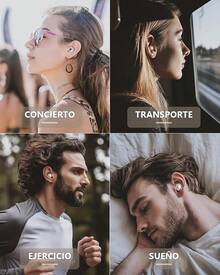 Protectores Auditivos con 8 Earplugs Tapones Auditivos para Dormir, Reducción de Ruido 45 dB, Tapones para Oídos Concierto, Tapones Oidos de Silicona, Ear Plugs Lavable y Reutilizable, - BLANCO - Ver 6