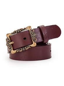 1pc/2pcs Women's Vintage Carved Waist Belt, Solid Color Retro Simple Versatile Ladies Belt, Suitable For Autumn, School